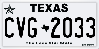 TX license plate CVG2033