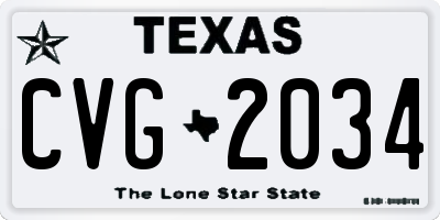 TX license plate CVG2034
