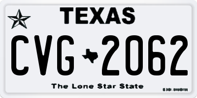 TX license plate CVG2062