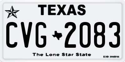 TX license plate CVG2083
