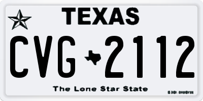 TX license plate CVG2112