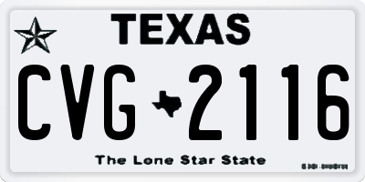 TX license plate CVG2116