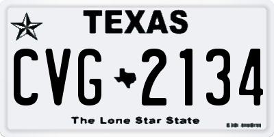 TX license plate CVG2134