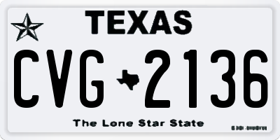 TX license plate CVG2136