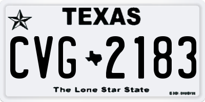 TX license plate CVG2183