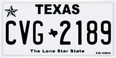 TX license plate CVG2189