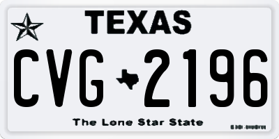 TX license plate CVG2196