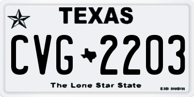 TX license plate CVG2203