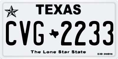 TX license plate CVG2233