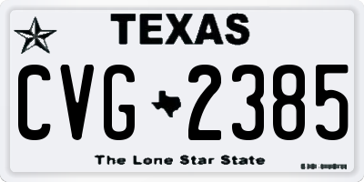 TX license plate CVG2385