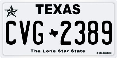 TX license plate CVG2389