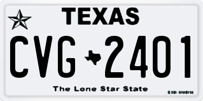 TX license plate CVG2401