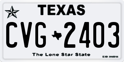 TX license plate CVG2403
