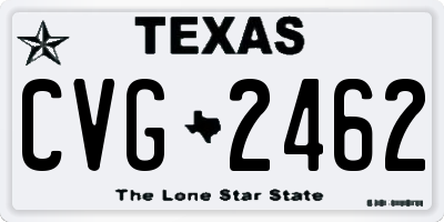 TX license plate CVG2462