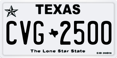 TX license plate CVG2500