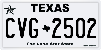TX license plate CVG2502