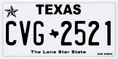 TX license plate CVG2521