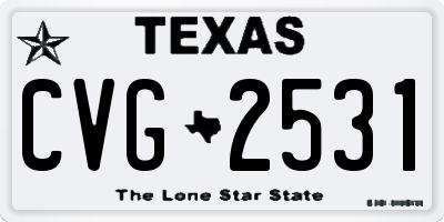 TX license plate CVG2531