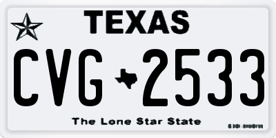 TX license plate CVG2533