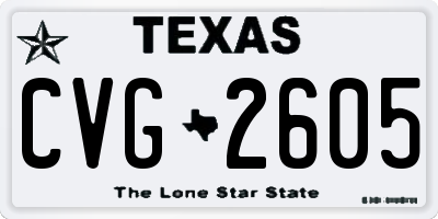 TX license plate CVG2605