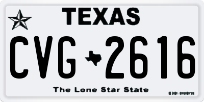 TX license plate CVG2616