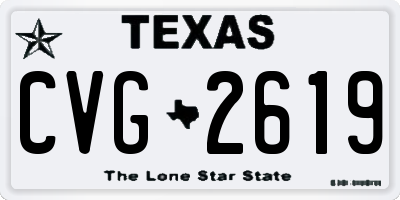 TX license plate CVG2619