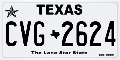 TX license plate CVG2624