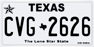 TX license plate CVG2626