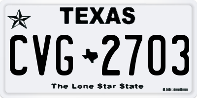 TX license plate CVG2703