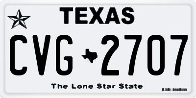 TX license plate CVG2707