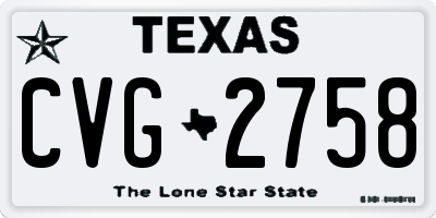 TX license plate CVG2758