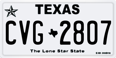 TX license plate CVG2807