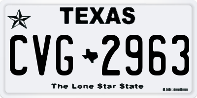 TX license plate CVG2963