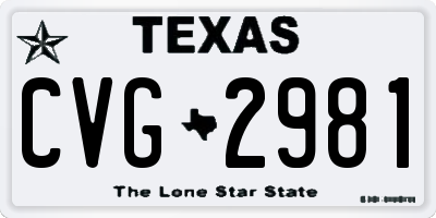 TX license plate CVG2981