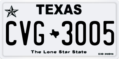 TX license plate CVG3005