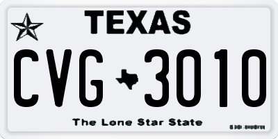 TX license plate CVG3010