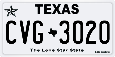 TX license plate CVG3020