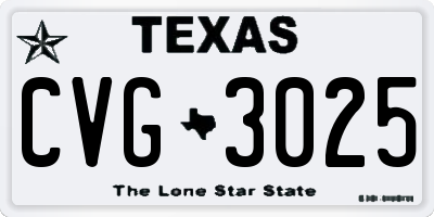TX license plate CVG3025