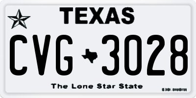 TX license plate CVG3028