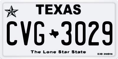 TX license plate CVG3029