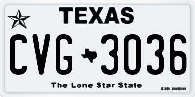 TX license plate CVG3036