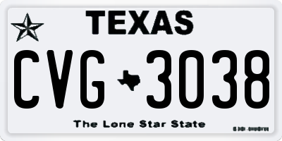 TX license plate CVG3038