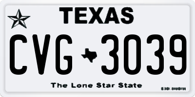 TX license plate CVG3039