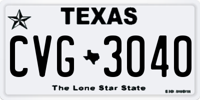 TX license plate CVG3040