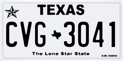 TX license plate CVG3041