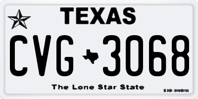 TX license plate CVG3068