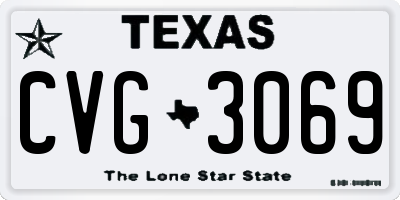TX license plate CVG3069