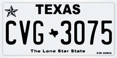 TX license plate CVG3075