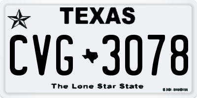 TX license plate CVG3078