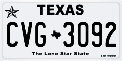 TX license plate CVG3092